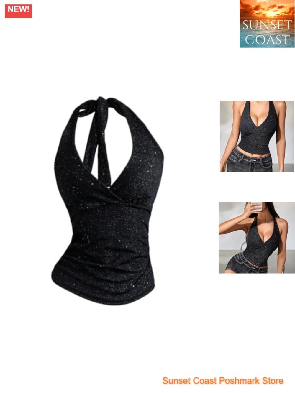 Sequin Halter Tank Top Sleeveless Party Crop Top Rave Festival Tops